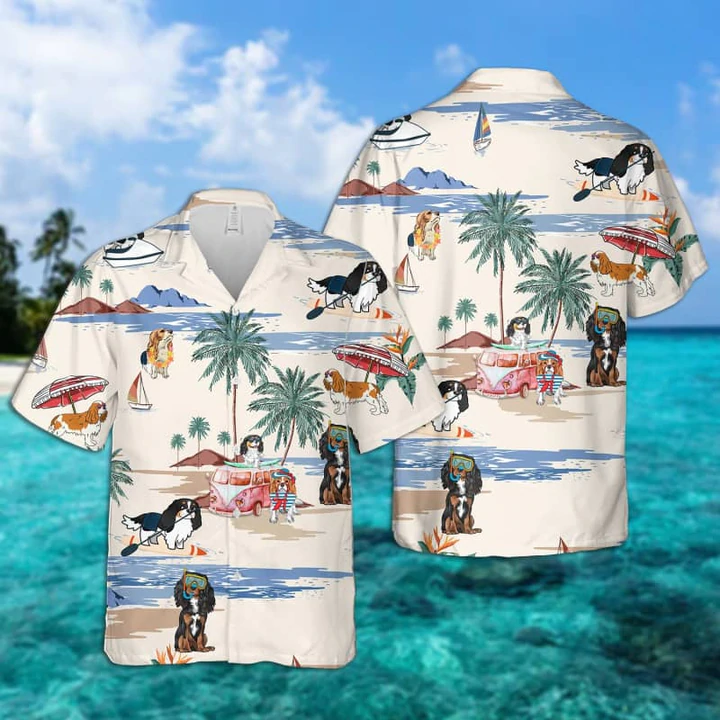 King Charles Summer Beach Hawaiian Shirt/ Hawaiian Shirts for Men Women Short Sleeve Aloha Beach Shirt