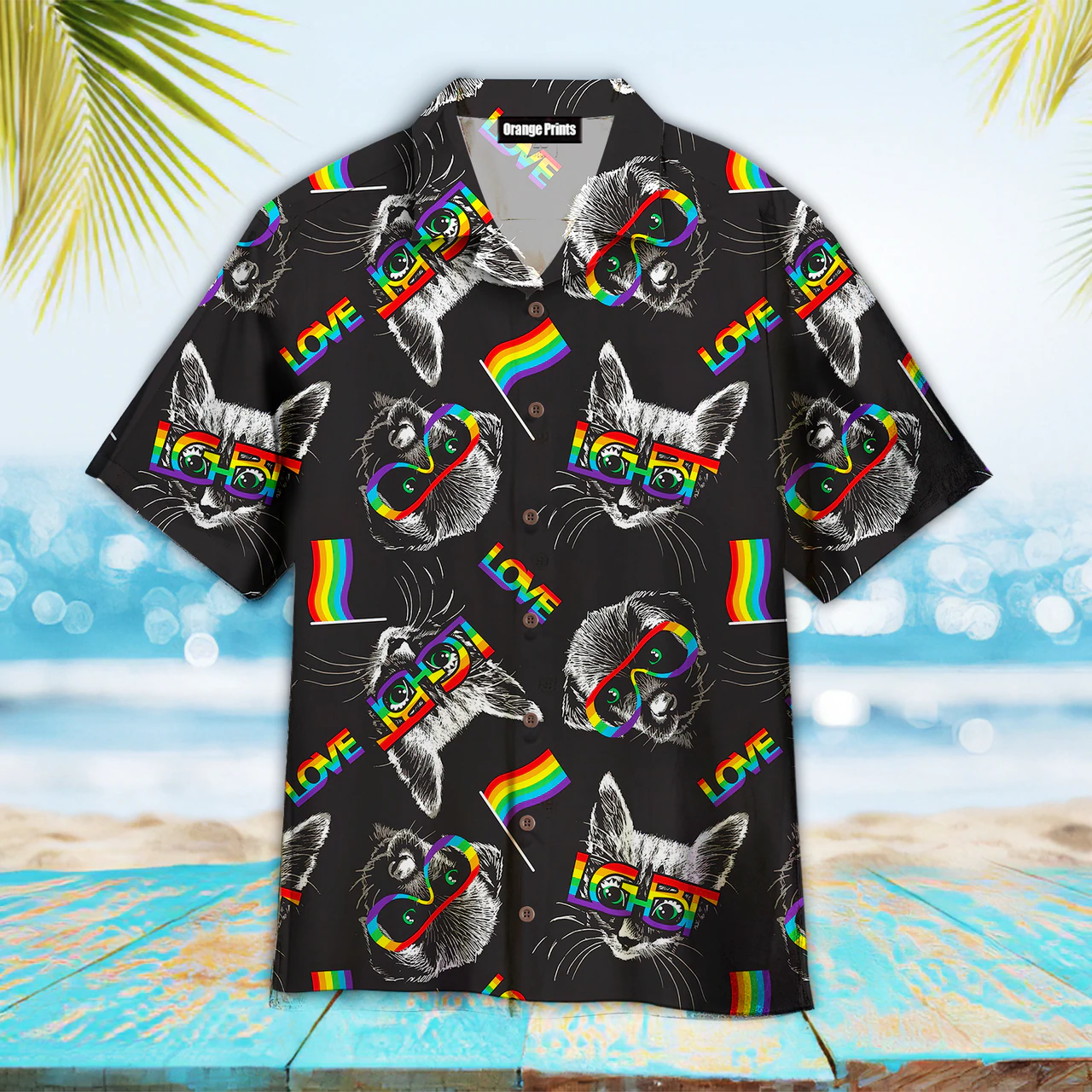 Kitten Puppy Faces With Glasses Lgbt Symbols Hawaiian Shirt/ Pride Clothing
