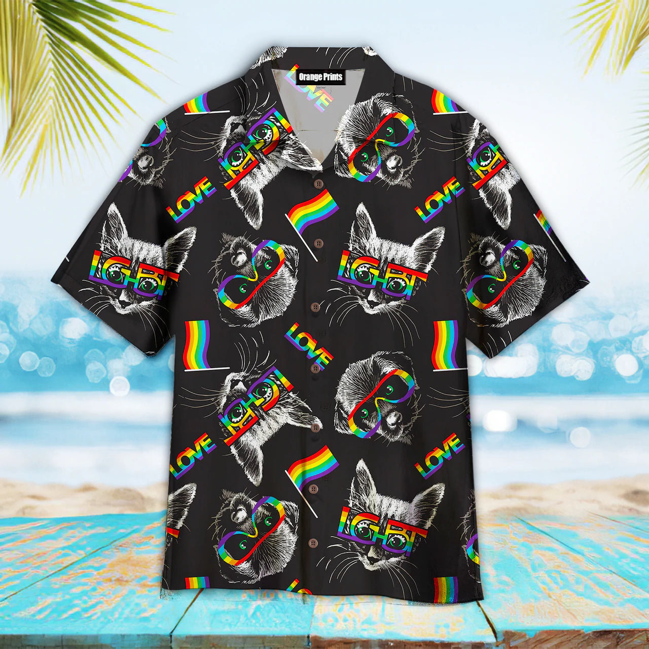 Kitten Puppy Faces With Glasses LGBT Symbols Aloha Hawaiian Shirts
