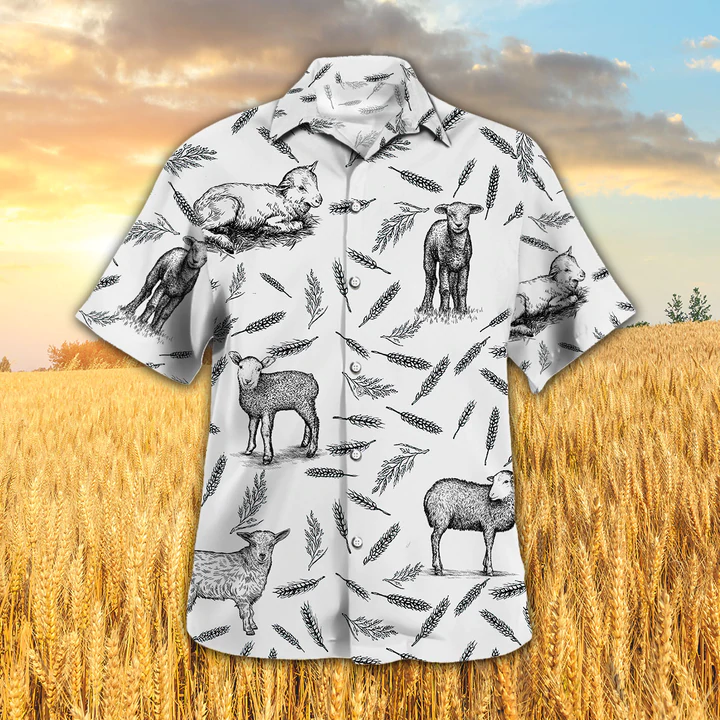 Lamb Pattern Hawaiian Shirt for Men/ Women