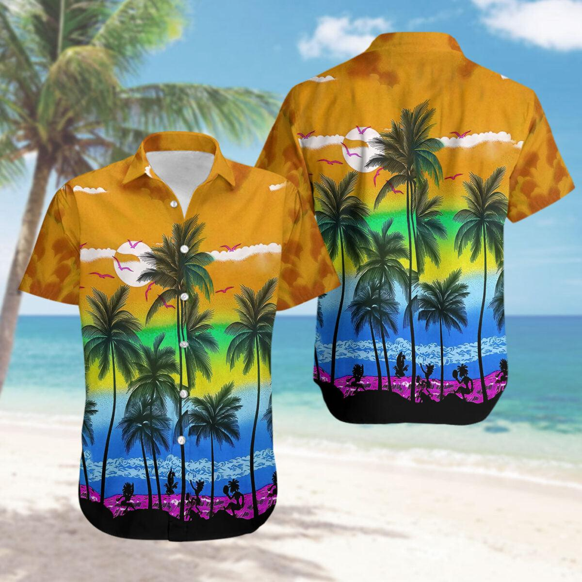 Lgbt Sunset Beaches Hawaiian Shirt/ Pride Beach Party Hawaiian Shirt/ Lgbt Hawaiian Shirt