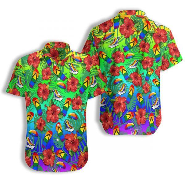 Lgbt Flower Colorful Hawaiian Shirt/ Gay Hawaiian Shirts/ Flower Hawaiian Shirt For Lesbian