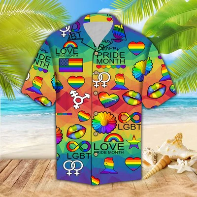 Happy Pride Month Hawaiian Shirt/ Pride Rainbow Hawaiian Shirt For Gaymer/ Lesbian Hawaiian Shirt
