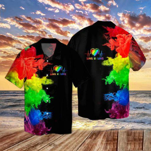 Lgbt Love Is Love Hawaiian Shirt/ Love Wins Pride Rainbow Hawaiian Shirt/ Gift To Couple Lesbian