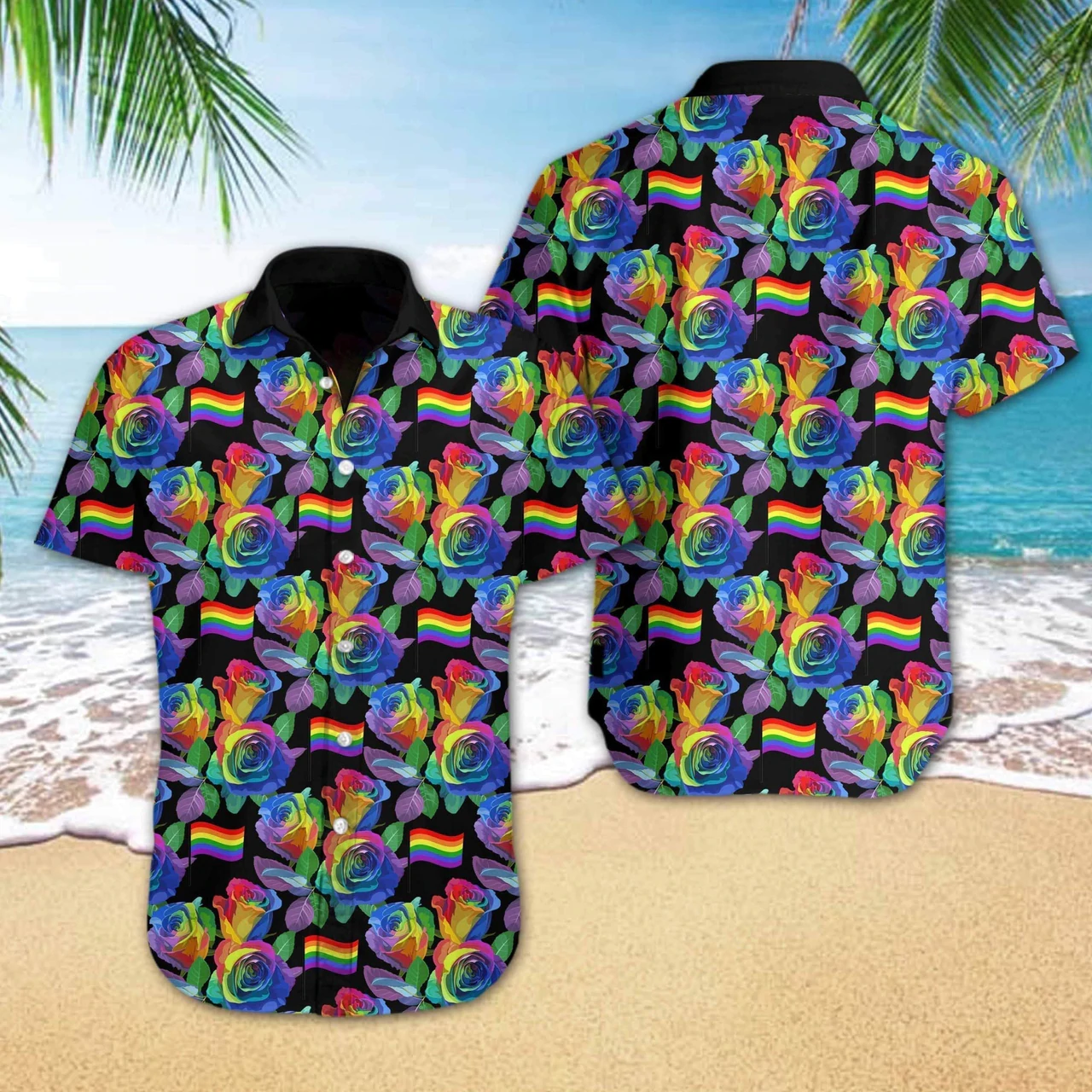 Be A Sunflower Lgbt Hawaiian Shirt/ Rainbow Flower Hawaiian Shirt/ Sunflower Pride Shirt