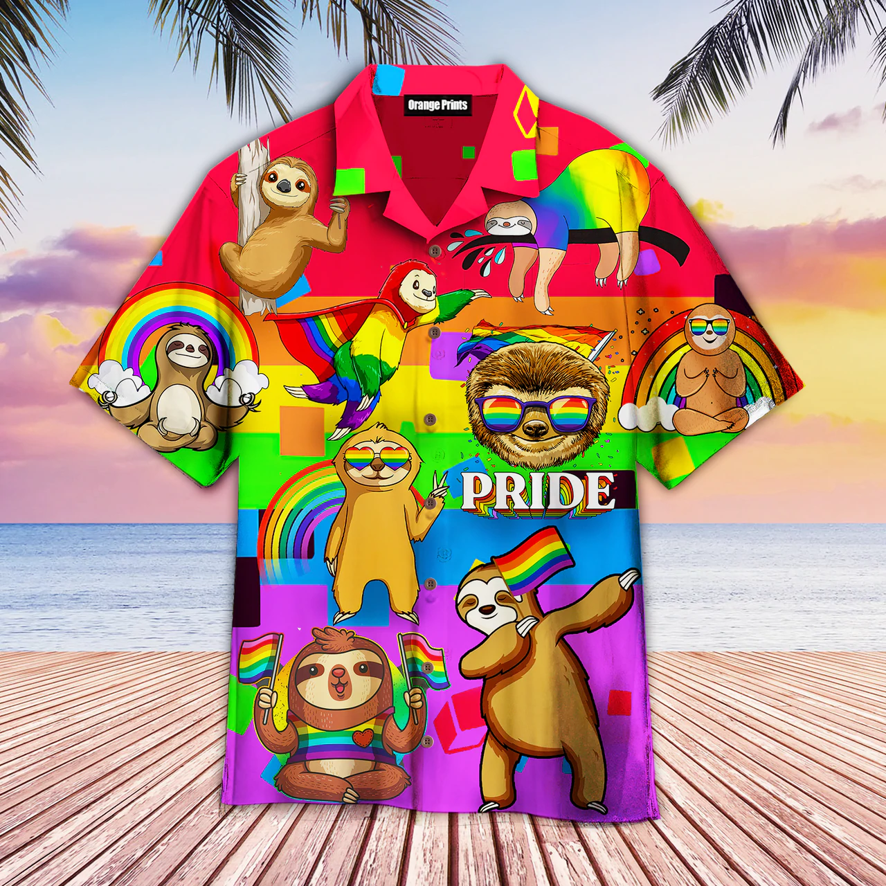 Lgbtq Sloth Pride Month Hawaiian Shirt/ Pride Animal Hawaiian Shirt/ Pride Hawaiian Shirts
