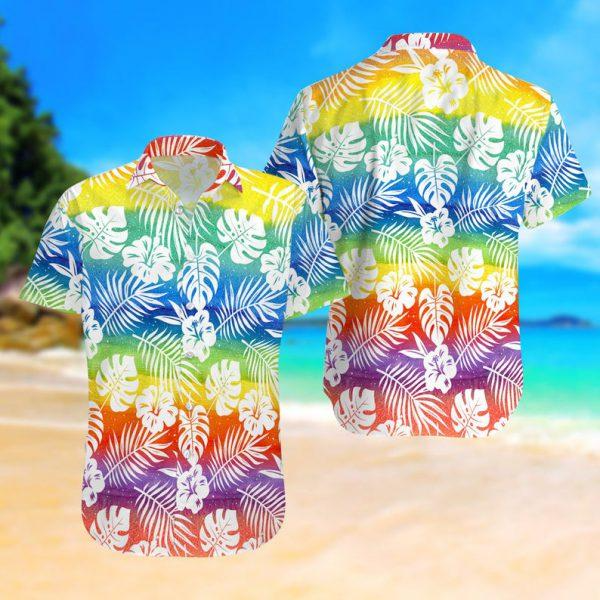 Lgbt Summer Vacation Hawaiian Shirt/ Lgbt Low Poly Hawaiian Shirt/ Summer Hawaiian Shirt For Gaymer And Lesbian