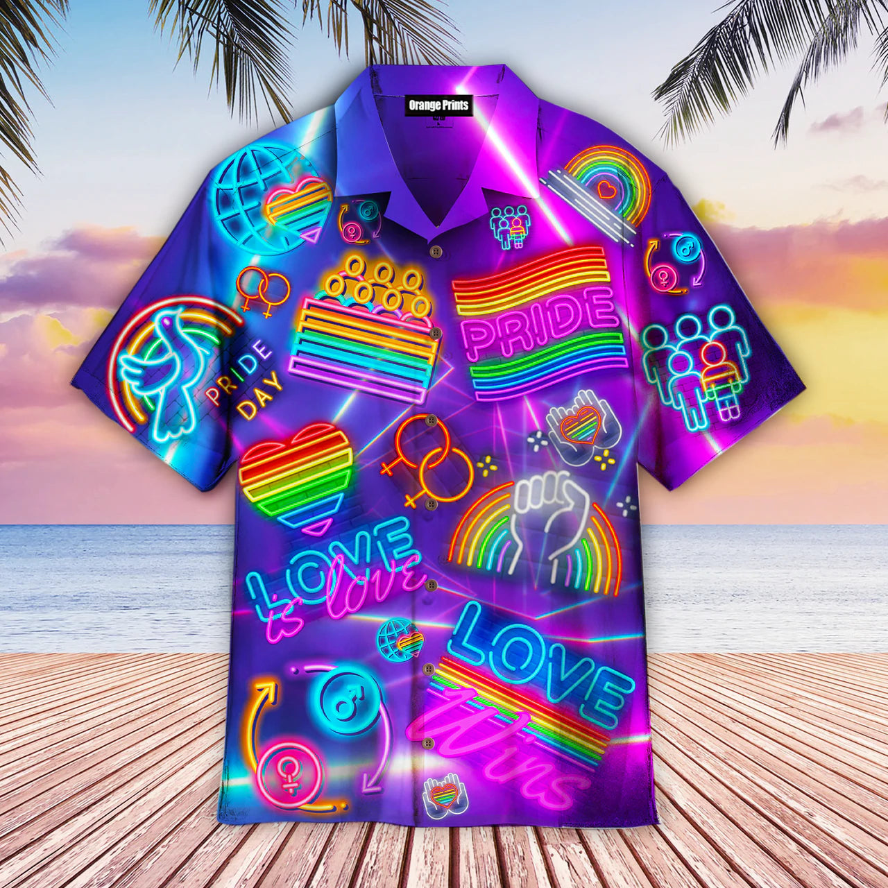 LGBT Gay Pride Month Aloha Hawaiian Shirts/ LGBT Pride Shirt/ Love is Love Shirt