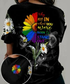 LGBT Pride Daisy Why Fit In When You Were Born To Stand Out 3D All Over Printed Shirt For Lesbian