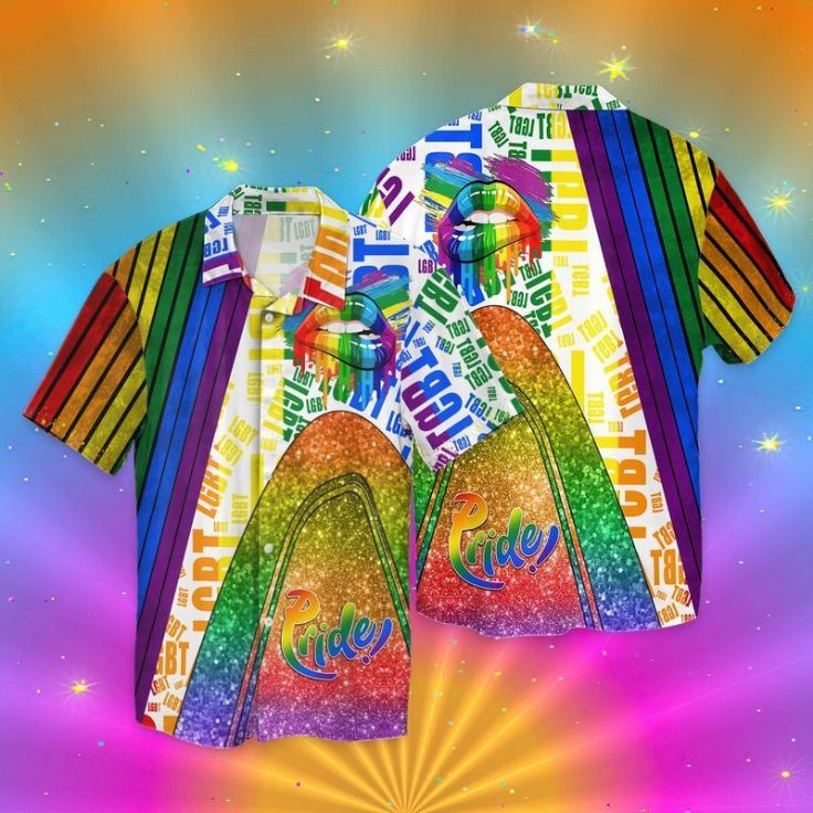 Rainbow Bee Hibiscus LGBT Pride Custom Name Hawaiian Shirt