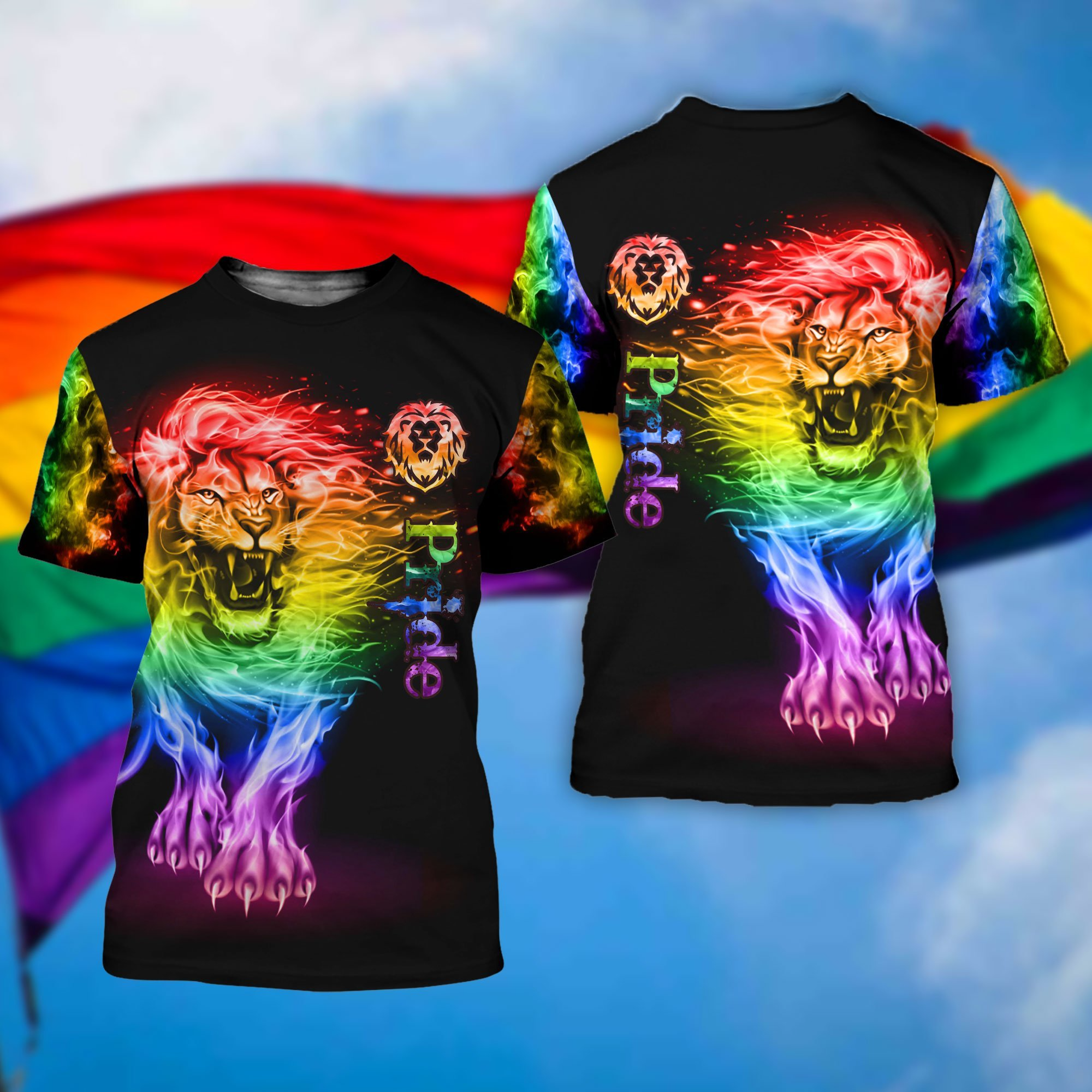 T Shirt For Coupld Gay Men/ LGBT Pride Proud Lion 3D All Over Printed Shirt For Pride Gay
