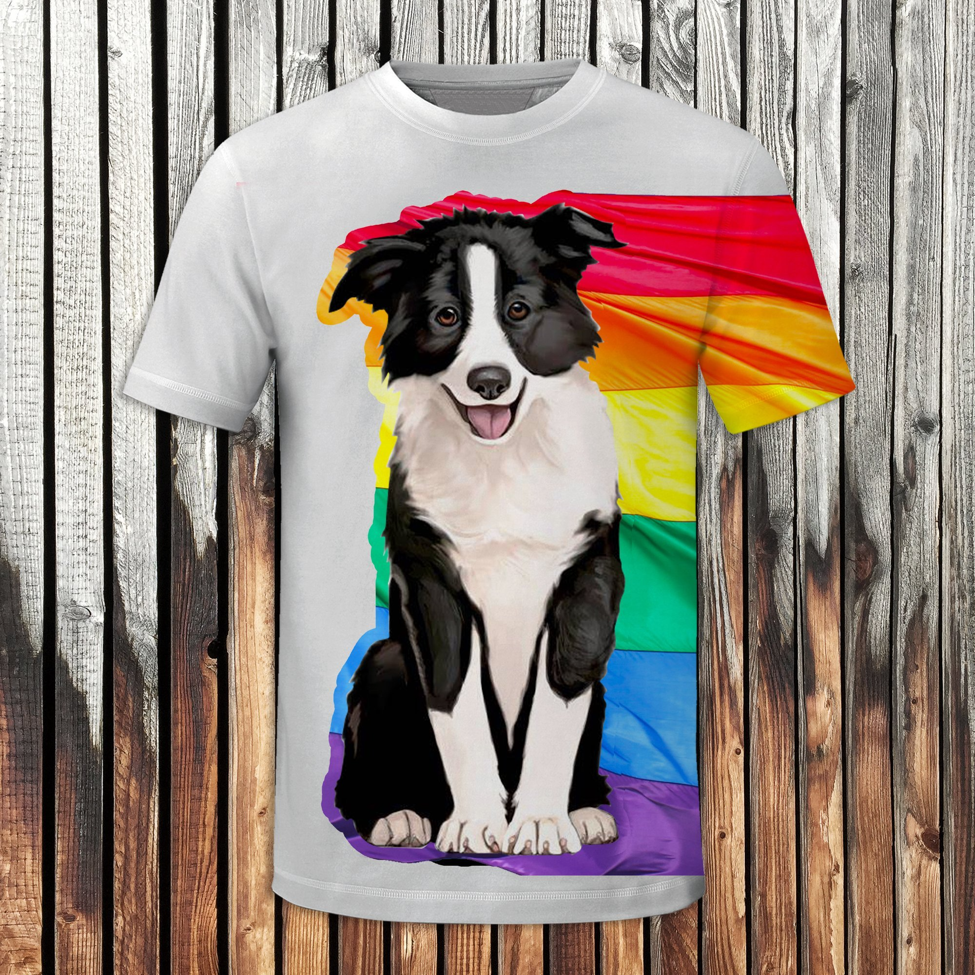 LGBT Border Collie 3D T Shirt All Over Printed/ Shirt For LGBT Community