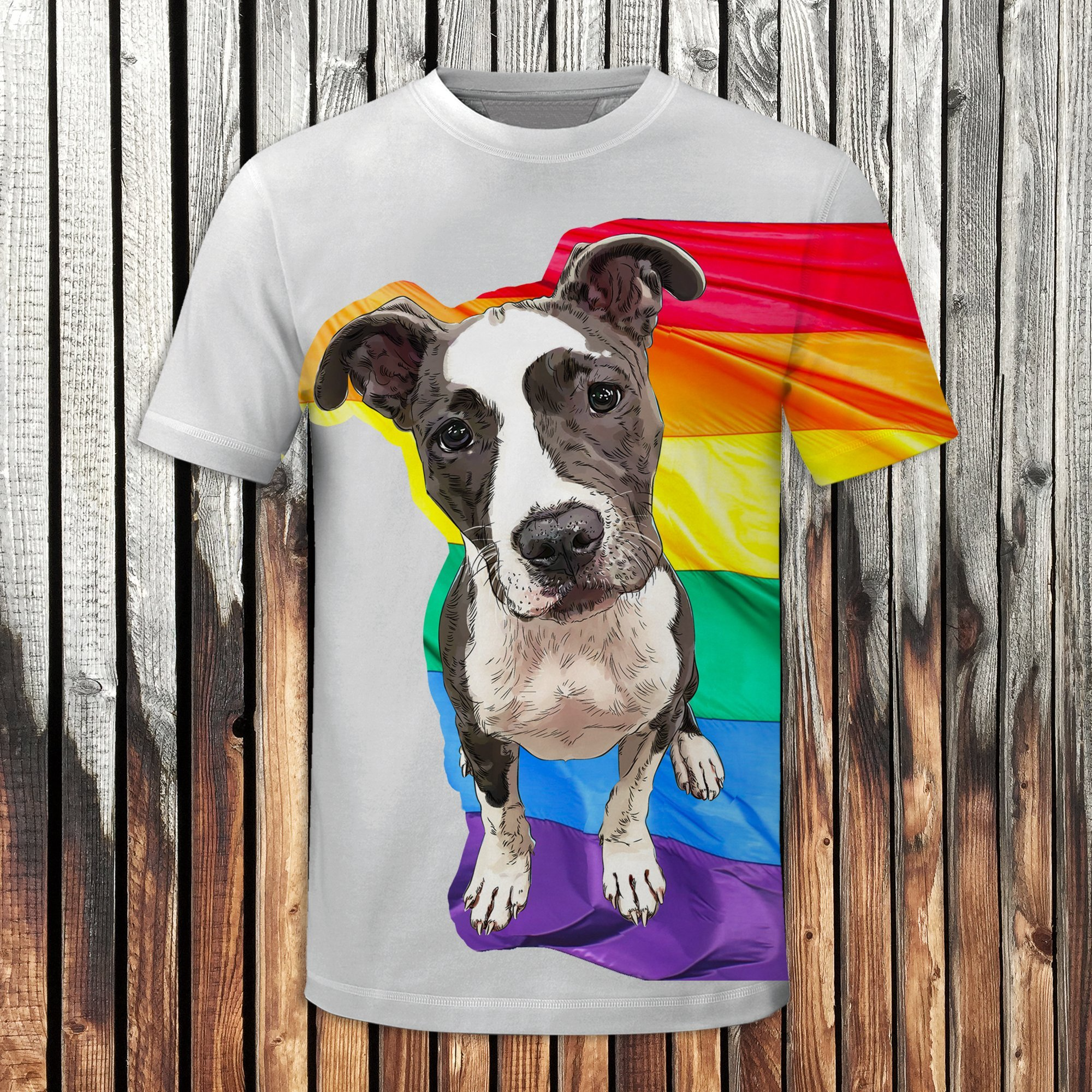 LGBT Pitbull 3D All Over Printed T-Shirt For LGBT Community/ Gay Pride Tshirt