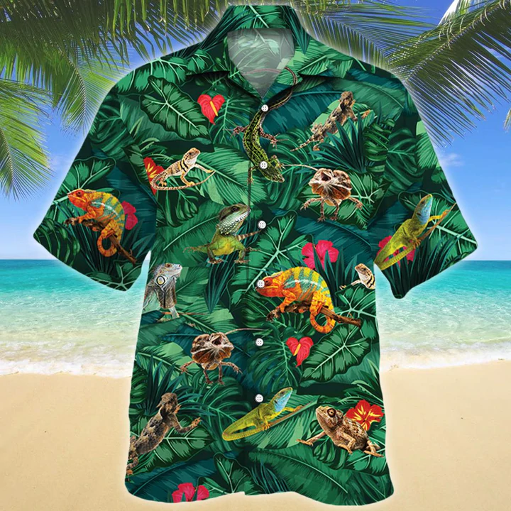Lizard Lovers Gift Hawaiian Shirt/  Animal Hawaiian Shirt Men/ women/ Short Sleeve Hawaiian Aloha Shirt