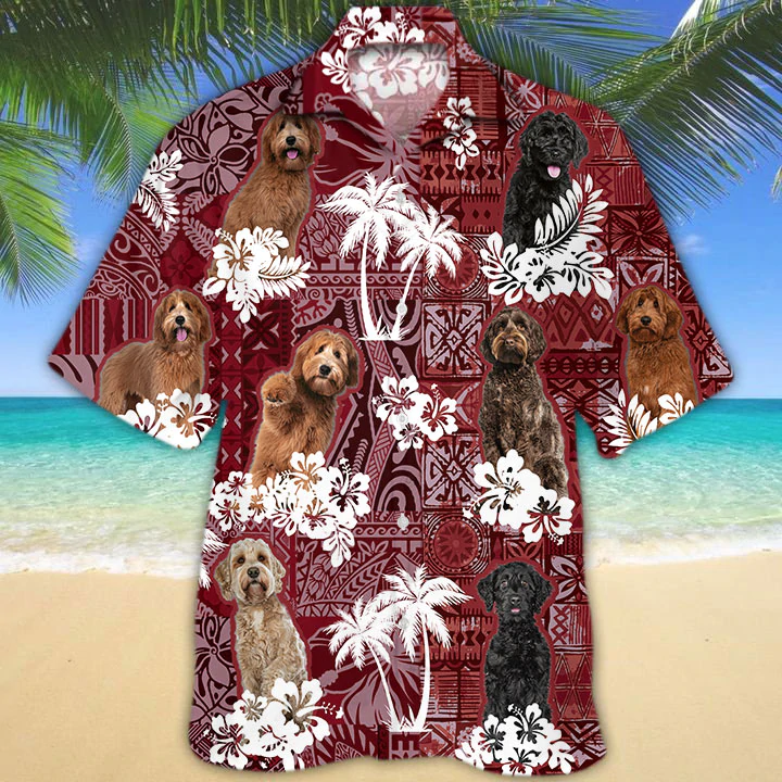 Labradoodle Red Hawaiian Shirt/ Gift for Dog Lover Shirts/ Animal Summer Shirts