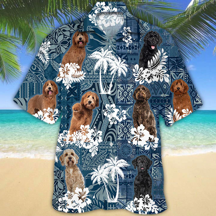 Summer Labradoodle Hawaiian Shirt/ Floral Dog Short Sleeve Hawaiian Aloha Shirt for Men/ Women/ Gift for summer