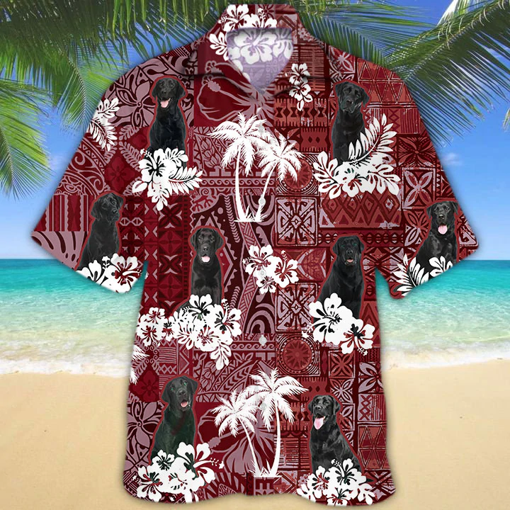 Labrador Red Hawaiian Shirt/ Gift for Dog Lover Shirts/ Labrador Beach Shirt/ Men