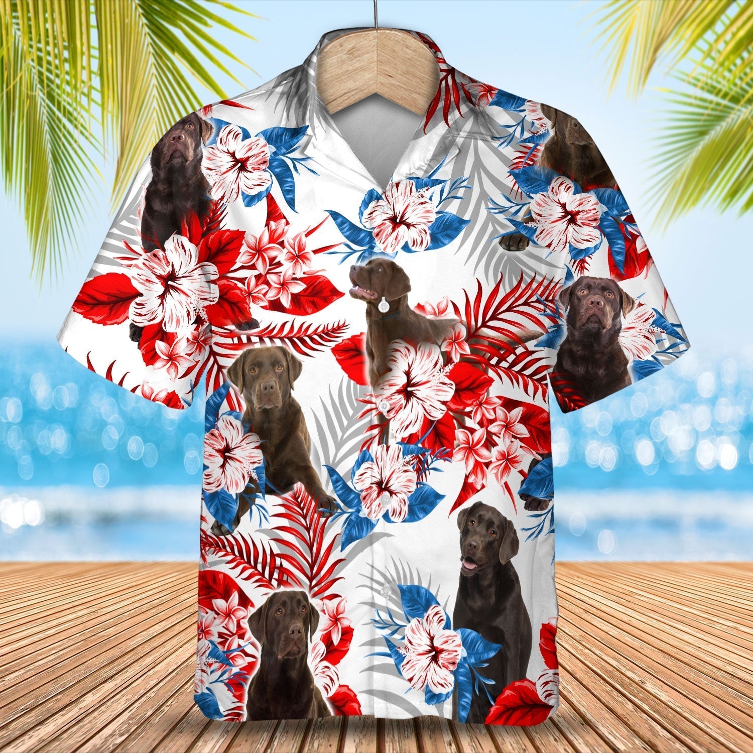 Labrador Chocolate Hawaiian Shirt - Summer aloha shirt/ Hawaiian shirt for Men and women