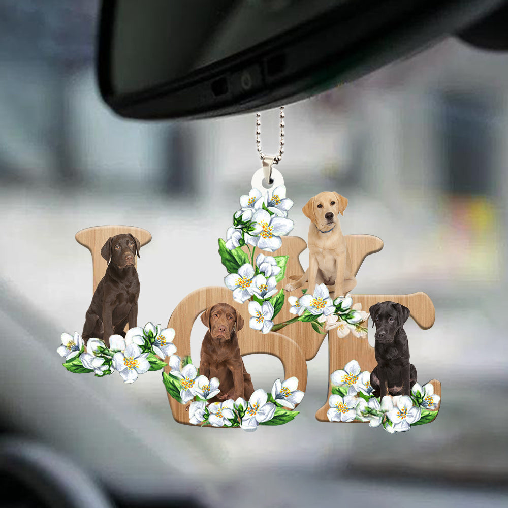 Labrador Retriever Love Flowers Dog Lover Car Hanging Ornament Car Decor Gift