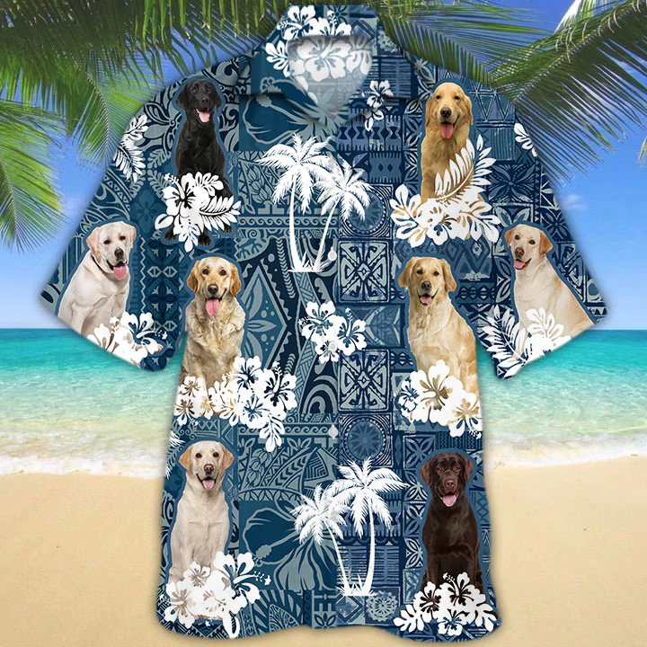 Labrador Retriever Hawaiian Shirt/ Flower Labrador Retriever Short Sleeve Hawaiian Aloha Shirt for Men/ Women