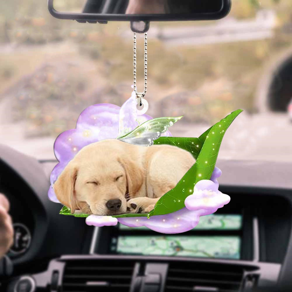 Labrador Retriever Sleep On Fallen Leaves Car Hanging Ornaments/ Car Decor Accessories For Dog Lovers