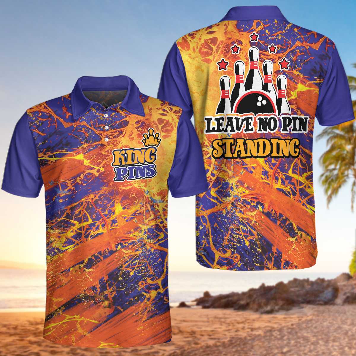 Leave No Pin Standing Bowling Short Sleeve Polo Shirt/ Dynamic Sports Polo Shirt/ Best Bowling Shirt For Men Coolspod