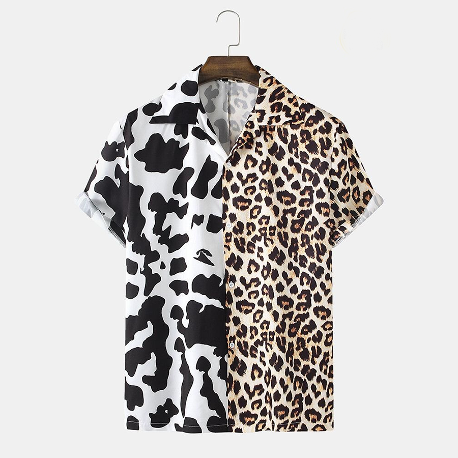 Leopard & Cow Pattern Hawaiian shirt/ cow Hawaii Shirt