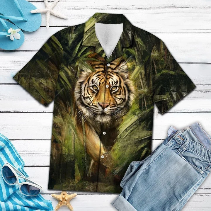Lion King Tiger Walking Into Forest Hawaiian Shirt
