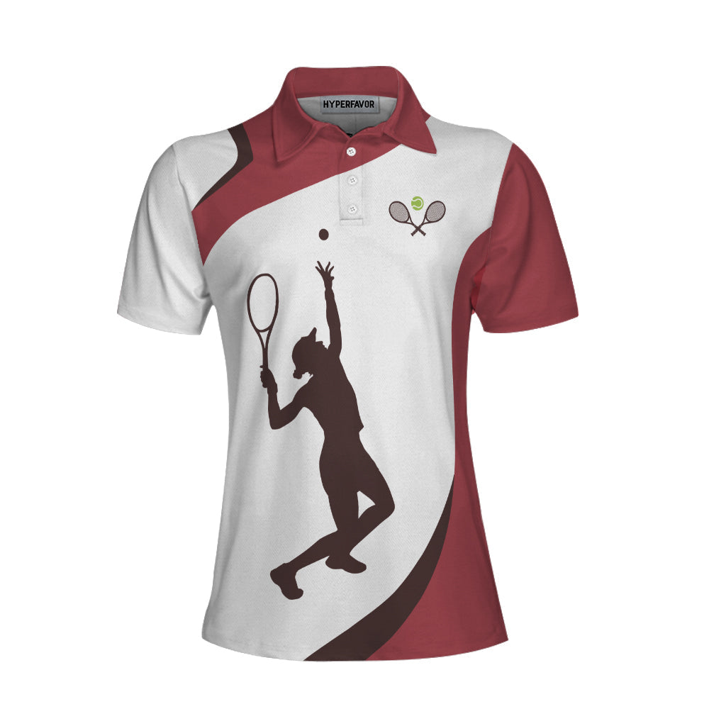 Living That Tennis Mom Life Short Sleeve Women Polo Shirt/ White And Red Tennis Shirt For Ladies Coolspod