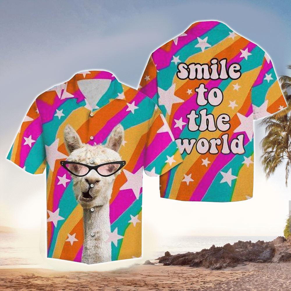 Llama Smile To The World Hawaiian Shirt
