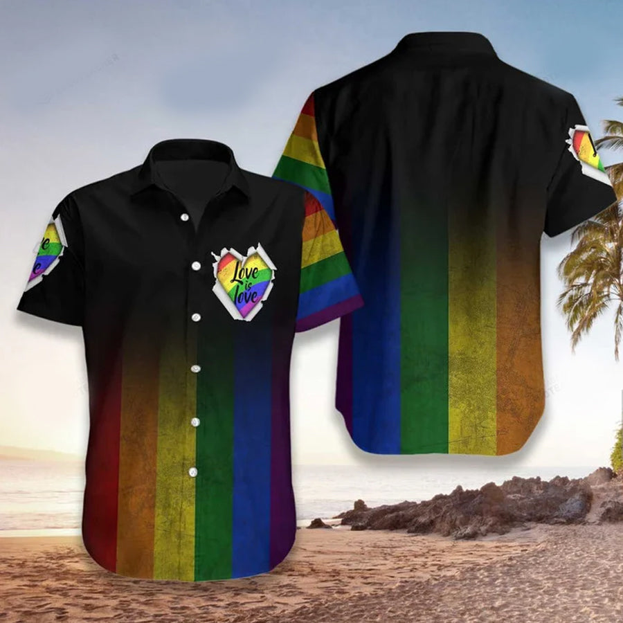 LGBT shirt/ LGBT Pride Flag Hawaiian Shirt/ LGBT Pride Shirt/ Love is Love Shirt