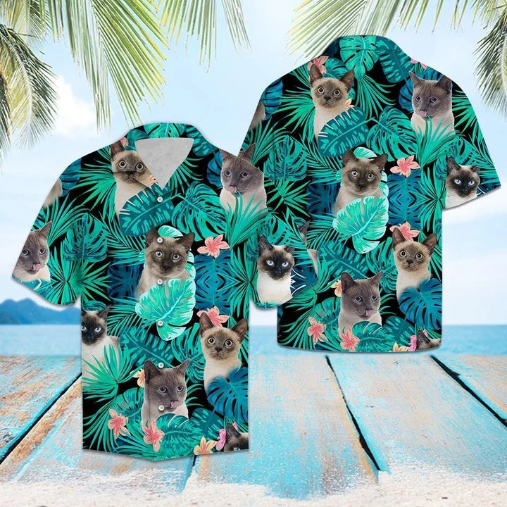 Lovely Siamese Tropical Jungle Design Hawaiian Shirt