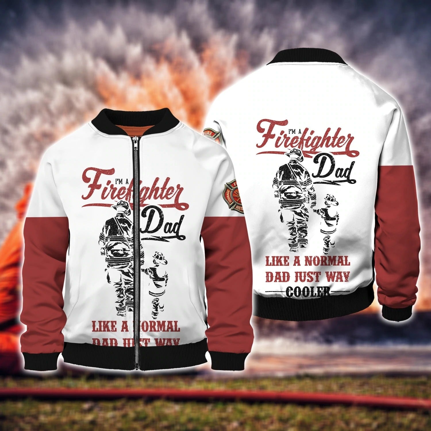 Firefighter Dad 3D Full Print T Shirt Hoodie Dad And Son Sublimation Shirt Gift For Firefighter Men Dad