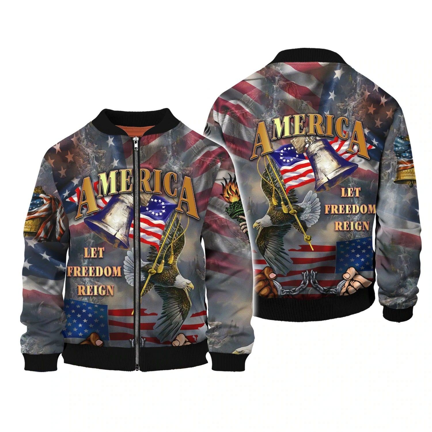 Independence American Let Freedom Reign 3D All Over Print Tee Shirt Hoodie 3D Bomber Sweatshirt 4Th July USA Shirt