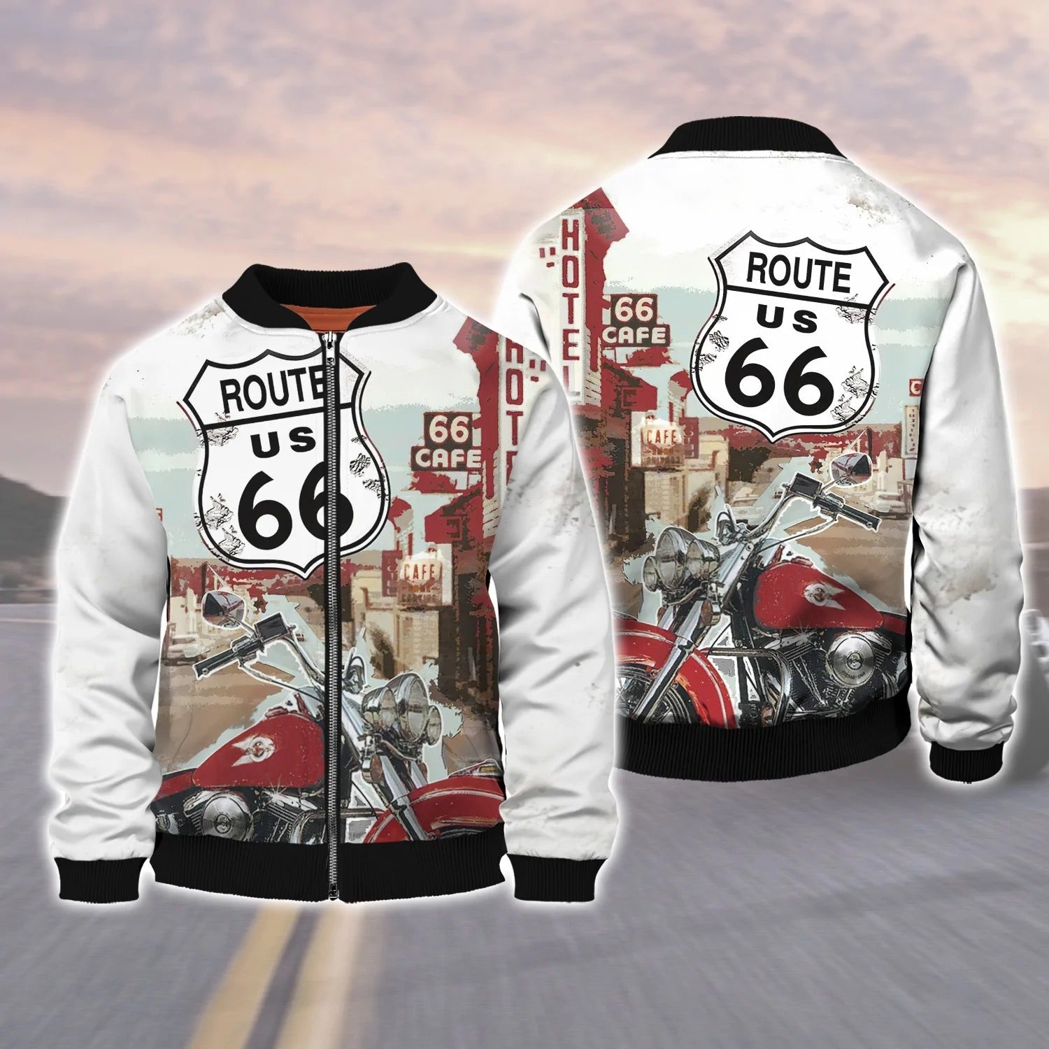 This Biker Conquers Route 66 Cafe 3D T Shirt/ Biker Hoodie Bomber/ Gift For Biker