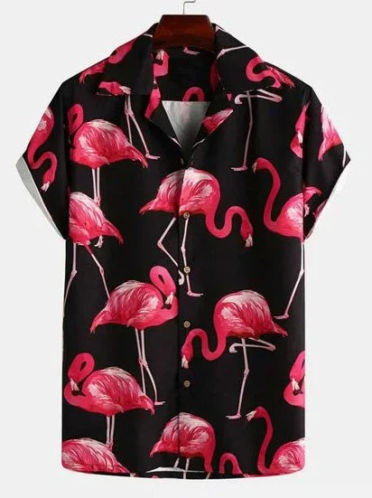 Mens Summer Flamingo Hawaiian Shirt/ Summer gift for Men and women