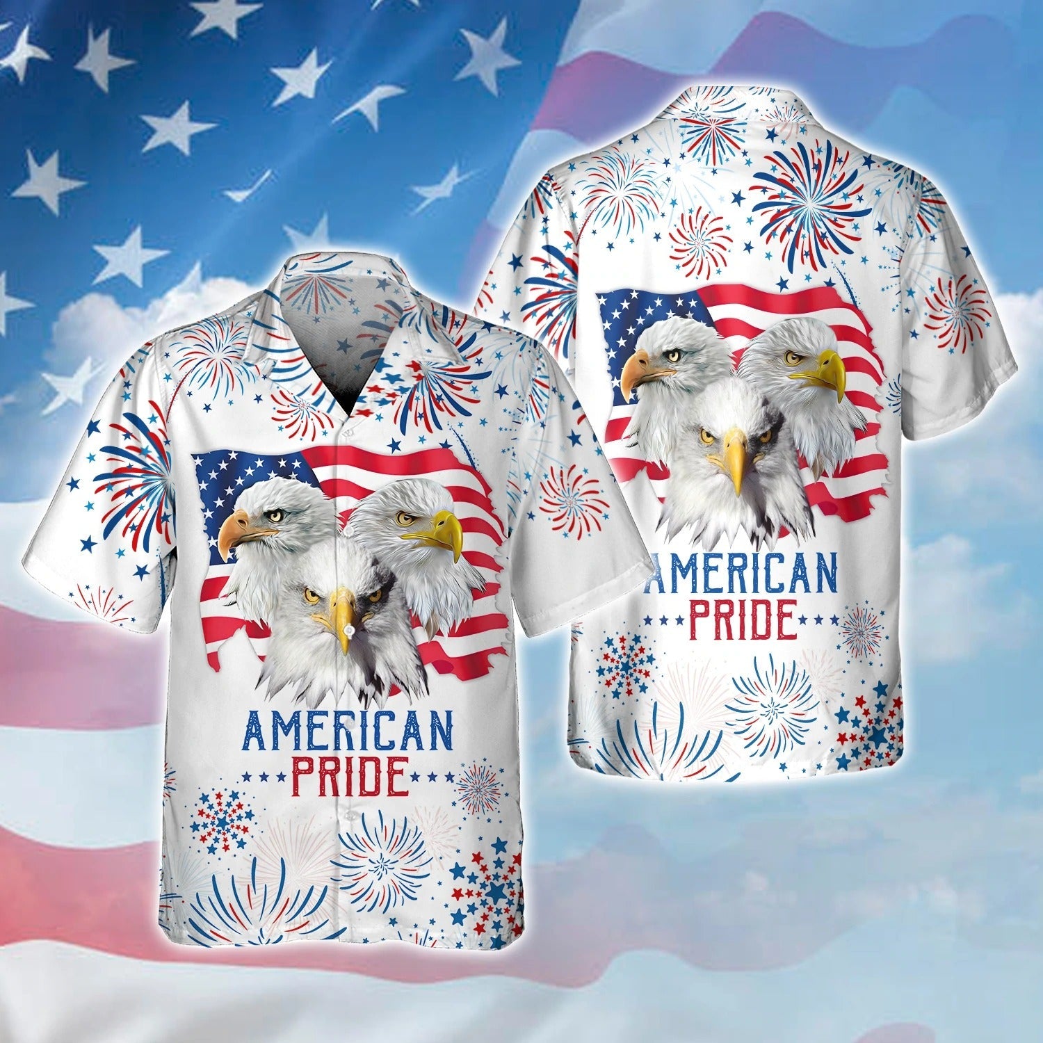 3D All Over Print Eagle American Pride Hawaiian Shirt Independence Day Is Coming/ Eagle In Usa Flag Hawaii Shirt