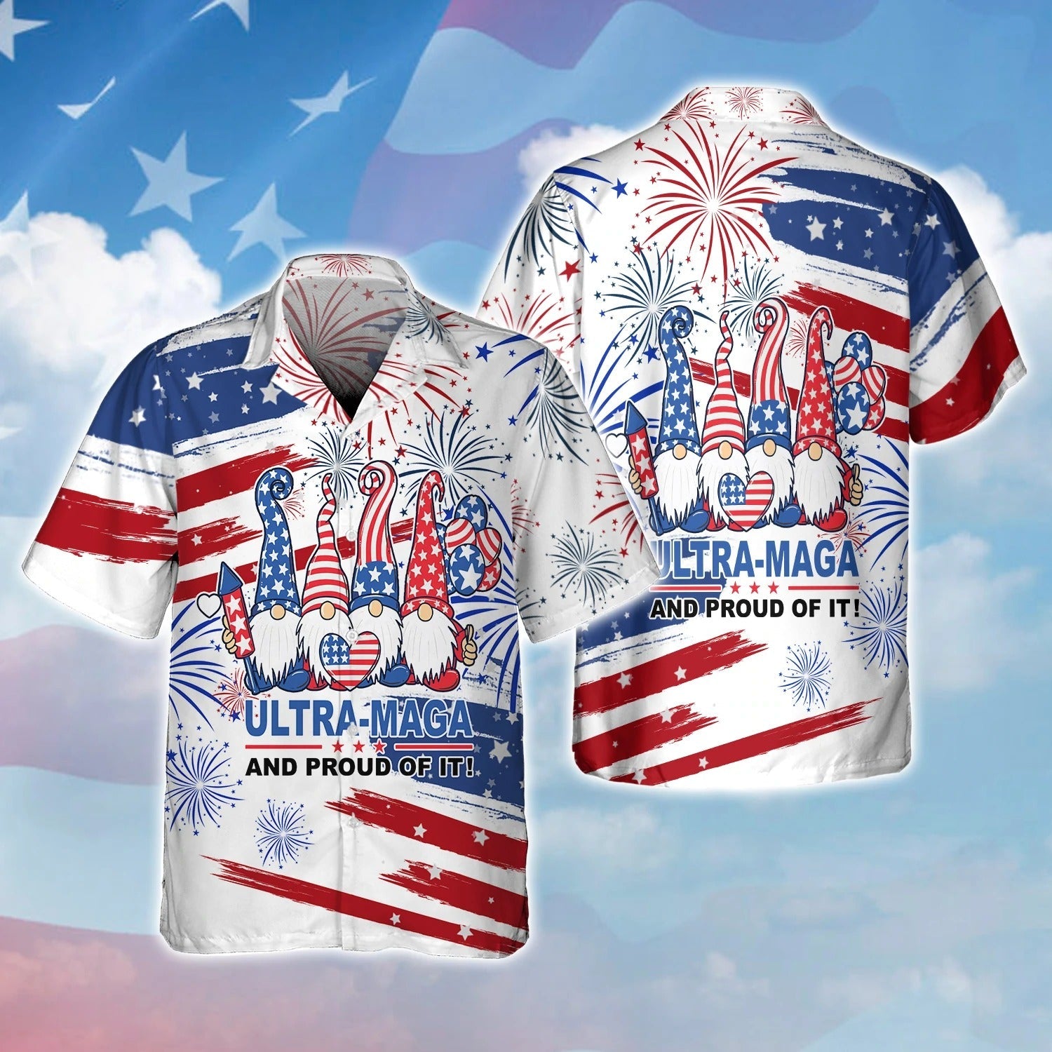 3D Full Print Ultra Maga And Proud Of It Hawaiian Shirt For Independence''S Day/ American Fourth Of Jul Gifts