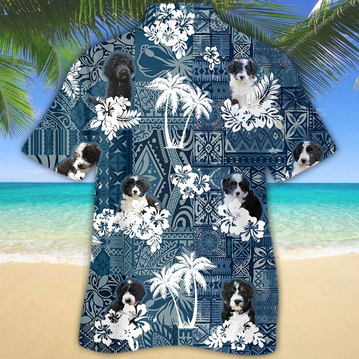 3D Full Print Border Doodle Hawaiian Shirt/ Hawaiian Dog Shirt/ Animal Hawaii Summer Beach Shirts