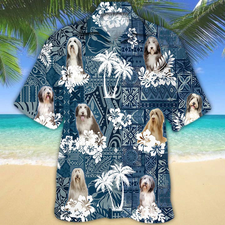 Bearded Collie Hawaiian Shirt/ Dog Hawaii Summer Beach Shirts/ Christmas Gitf For Dog Lovers
