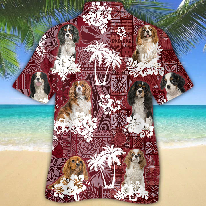Cavalier King Charles Spaniel Red Hawaiian Shirt/ Gift for Dog Lover Shirts/ Animal Summer Shirts/ Hawaiian Shirt Men