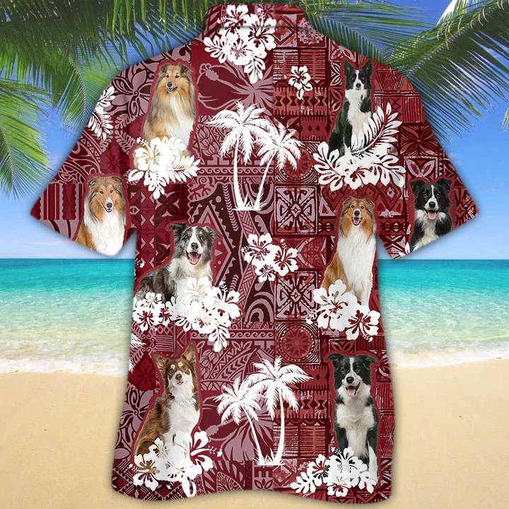Collie red Hawaiian Shirt/ Gift for Dog Lover Shirts/ Animal Summer Shirts/ Hawaiian Shirt Men
