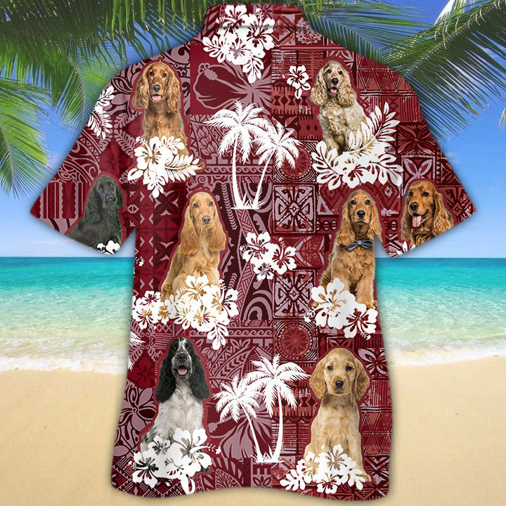 Cocker Spaniel Hawaiian Shirt/ Red Hawaiian Shirt For Dog Lovers