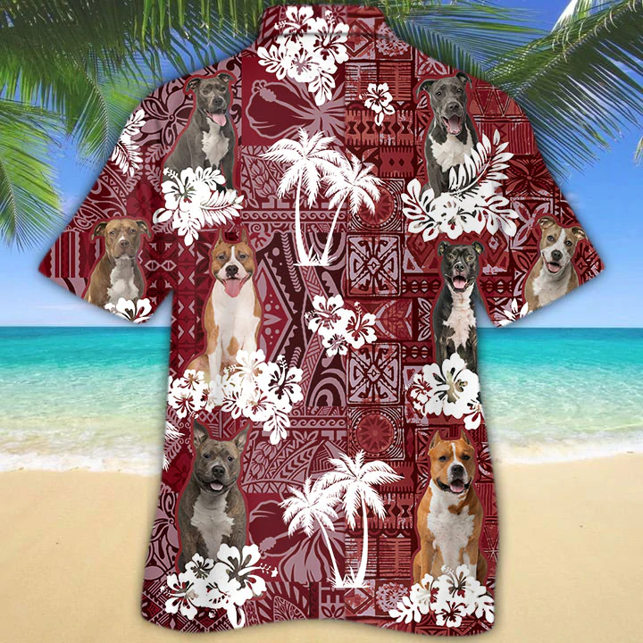American Staffordshire Terrier Red Hawaiian Shirt/ Hawaiian shirt For men/ Women/  Aloha Shirt For Summer