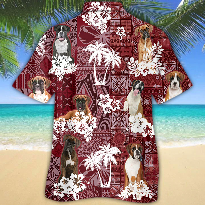 Boxer Dog Hawaiian Shirt/ Gift for Dog Lover Shirts/ Animal Summer Shirts/ Hawaiian Shirt Men