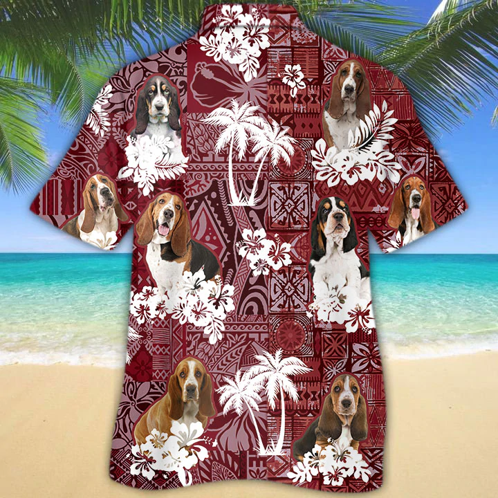 Basset Hound Red Hawaiian Shirt/ Hawaiian shirt For men/ Women/  Aloha Shirt For Summer