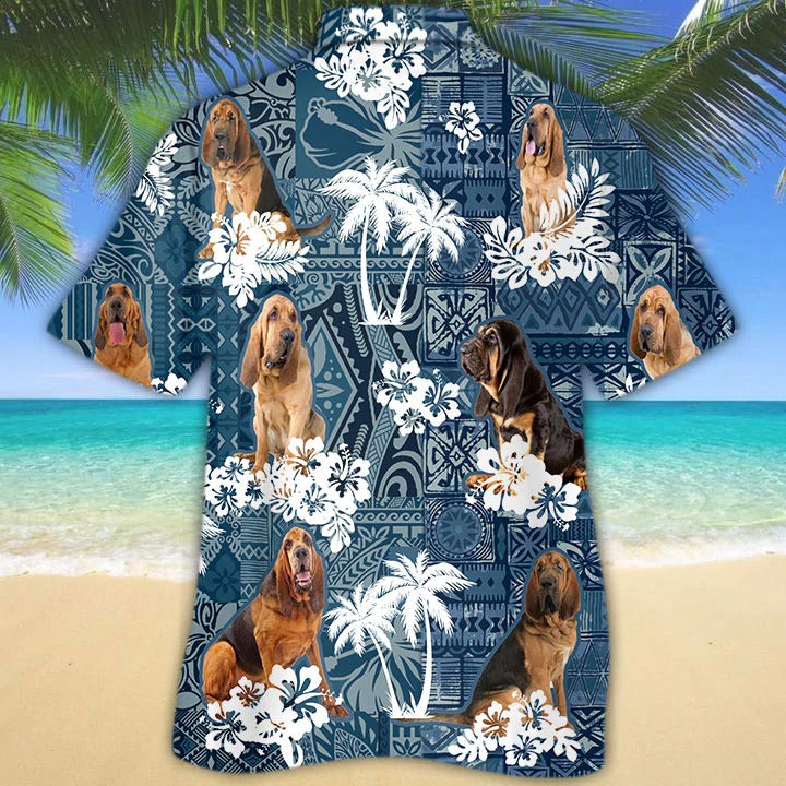 Coolspod Bloodhound Hawaiian Shirt For Men And Women/ Beautiful 3D Full Print Dog On Hawaii Beach Shirts