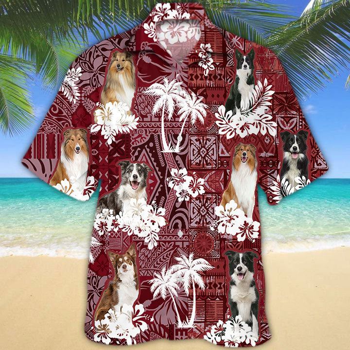 Collie Hawaiian Shirt/ Coolspod Dog In Hawaii Shirt Trilbal Pattern