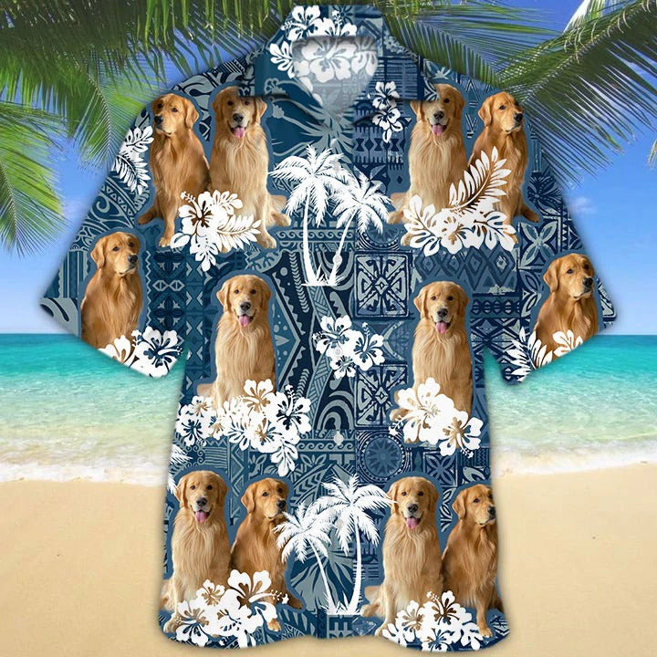 Golden Retriever Hawaiian Shirt/ Aloha Shirt For Dog Lover