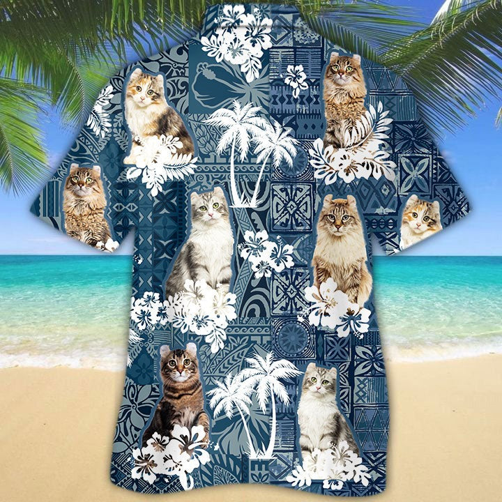 American Curl Green Tropical Hawaiian Shirt For Men/ Cat Hawaiian Shirt For Women/ Hawaii Shirt